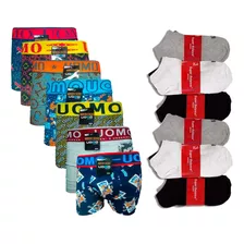 Combo Hombre 6 Boxers Algodon Importado + 12 Pares De Medias