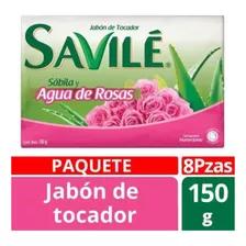 Jabón En Barra Savilé Agua De Rosas 8 Barras De 150g C/u