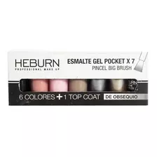 Heburn Set X7 Esmalte Gel Pocket 03 Color Uñas Manicuría