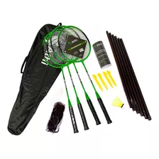 Kit Badminton Rede Portátil + 4 Raquetes + 3 Petecas - Athi Cor Preto