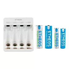 Kit Cargador Usb + Pilas Recargables (2 Aa Y 2 Aaa)