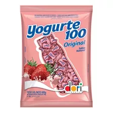 Bala Yogurte 100 Bala Mastigável Iogurte De Morango Sem Glúten 600 G 