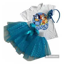 Conjunto Tutu Niña Bluey Y Bingo Personalizado Con Nombre