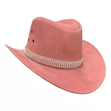 Chapéu Cowboy Feminino Camurça Rodeio Faixa Brilho 