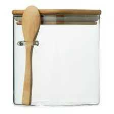 Recipiente Hermetico Vidrio Tapa Bamboo Cuchara 1000 Ml