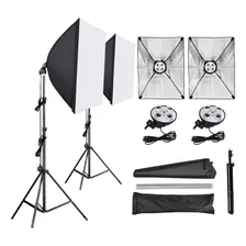 2 Kit De Iluminación Softbox + Socket X4 Bombillos +tripodes