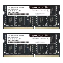 Memória Ram Notebook 8gb (kit2x8gb) 3200mhz Team Group Elite