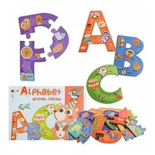 Madera Jumbo Alphabet Abc Letter Puzzle Color Forma Ani...