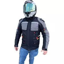 Campera Moto Ags Cordura Negro - Gris Cuatro Estaciones