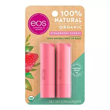 Eos 2 Piece Organic Lip Balm Stick, Strawberry Sorbet, 0.28 