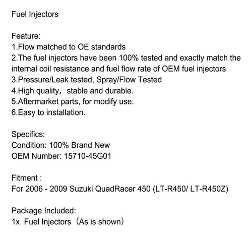 Inyector Combustible Para Suzuki Quadracer Ltr 450 Polaris Foto 8