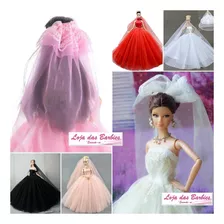 Véu De Noiva Para Boneca Barbie Tule E Rendas Rosa Ou Branco