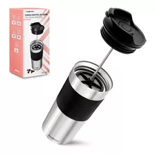 Redlemon Termo Para Café Con Prensa Francesa Integrada (350 M), Taza Portátil De Acero Inoxidable Con Doble Capa Y Tapa Hermética, Mantiene La Temperatura Hasta Por 5 Horas, Ecológico, Libre De Bpa