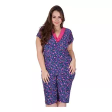 Pijama Pescador Senhora Manga Bermuda L1177 Renda Plus Size