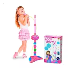 Microfone Pedestal Infantil Rock Show Musical Com Mp3 Luz