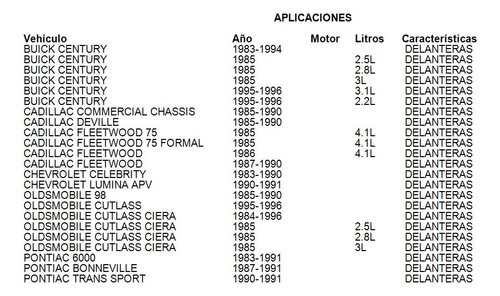 Balatas Delantera Paras Oldsmobile Delta 88 1987 Grc Foto 3