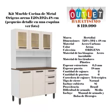 Mueble Cocina Kit Triple 1.20 Mtr Origen Arena Con Detalle 