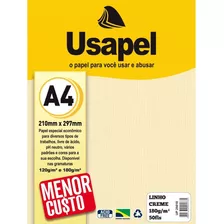 Papel Linho A4 180g Usapel Pacote 50 Folhas Creme