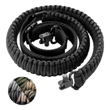 Portafusil Reforzado Con Paracord Táctico 2 Puntos Militares Color Negro