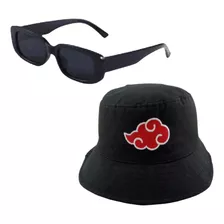 Chapéu Naruto Akatsuki Bucket Hat + Óculos De Sol Retro