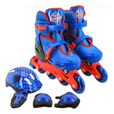 Patins Inline 4 Rodas Com Acessórios De Proteção + Capacete