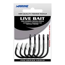 Anzol Live Bait Nº 1/0 Black Nickel Marine Sports - 30 Peças