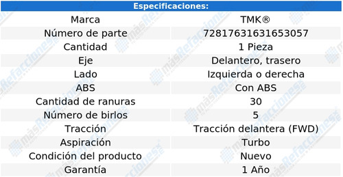 1 Maza Del O Tras Izq/der Con Abs Regal L4 2.0l 12 Al 17 Tmk Foto 2