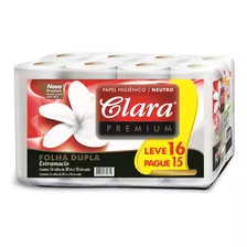 Papel Higiênico Folha Dupla Clara Premium Leve 16 Pague 15