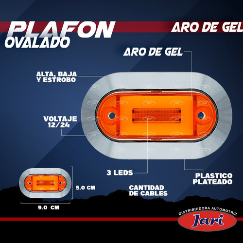 Par Mini Plafon Ovalado Led Y Gel Plasma Caja Camion 12-24v Foto 4