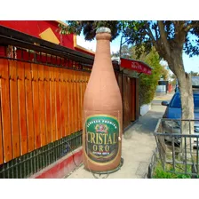 Gran Botella Inflable Cristal Oro, 2.5 Mts, Pequeña Maleta