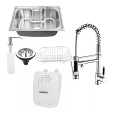 Kit Aquecedor + Torneira Cozinha Gourmet E Cuba Inox Aço 201