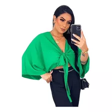 Blusa Cropped Divo Feminino Babados Crepe Instagram Top Luxo