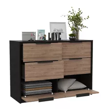 Comoda 4 Cajones Kaia Rta Muebles Cwm 5010 Wengue + Miel Color Marrón Oscuro