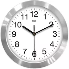 Hito Reloj De Pared Silencioso Moderno Sin Tictac 10 Pulgada Color De La Estructura Plateado Color Del Fondo Blanco