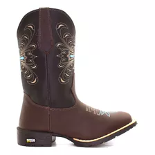 Bota Texana Feminina Country Cowgirl Bico Quadrado Conforto