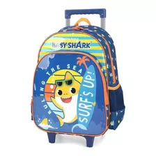 Mochila Baby Shark Family Infantil Rodinhas 16 Xeryus 9030 Cor Laranja