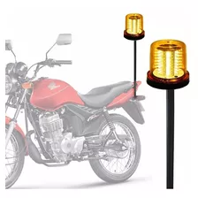 Giroflex Giroled Âmbar E Haste Para Moto 128 Leds 12v Efeito Ronda Patrulha Emergência Monitoramento 