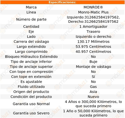 1/amortiguador Tras Izq O Der Cutlass Ciera 82/96 Foto 3