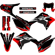 Kit Gráfico Adesivo Plotagem Moto Cros Crf230f Trilha 0,20m Cor Preto Vermelho