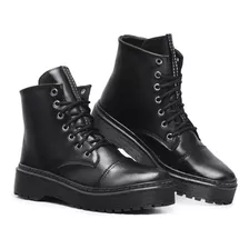 Bota Coturno Feminino Casual Cano Curto Amarração Conforto