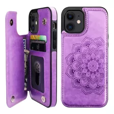 Funda Violeta Con Tarjetero Para iPhone 12/12 Pro