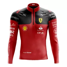 Blusa Ciclista Manga Longa F1 Ferrari Vermelha F1 Uv 50