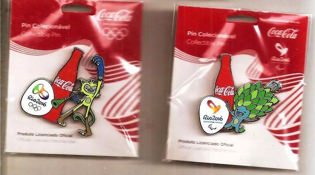 Pins Mascotes Tom E Vinicius  - Rio 2016 - Coca Cola - Novos