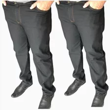 Kit 2 Calça Jeans Masculina Elastano Lycra Preto Azul Escuro