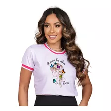Blusa T-shirt De Luxo Com Punho Rosa