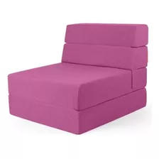 Sofá Cama Individual Sillón Puff Plegable Rosa