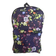 Mochila Feminina Básica Simples Escolar Urbana Flor Mulher Cor Azul-escuro