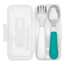 Oxo Tot Niño Tenedor Y Cuchara Conjunto Con Equipaje Case- T