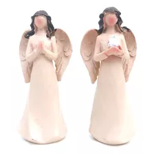 Conjunto De Mini Anjos Decorativos Com Pombo E Rezando 10cm