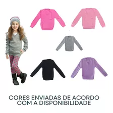 Kit Lote 3 Blusas Femininas Infantil Com Gola V Liso